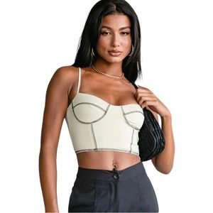 NWT Princess Polly Womens Corset Beige Crop Top Size US 0